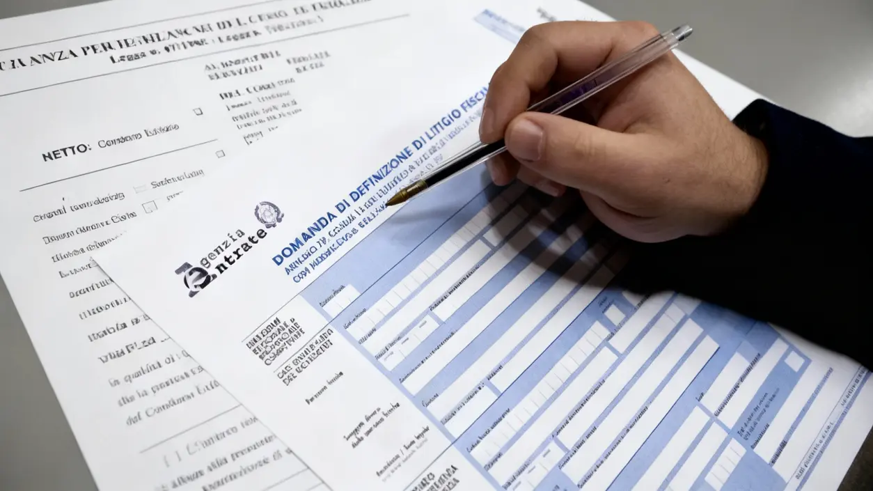 Una mano compila un modulo dell'Agenzia delle Entrate su un tavolo.